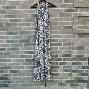 Vince Camuto Maxi Dress Womens Large Boho Paisley Keyhole Halter Flowy NEW NWT